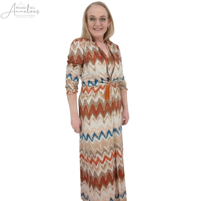 Z KDesign Maxi jurk met ketting Oranje print